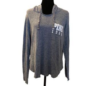 PINK Victoria's Secret Gray Long Sleeve Lightweight‎ Hoodie Size Medium